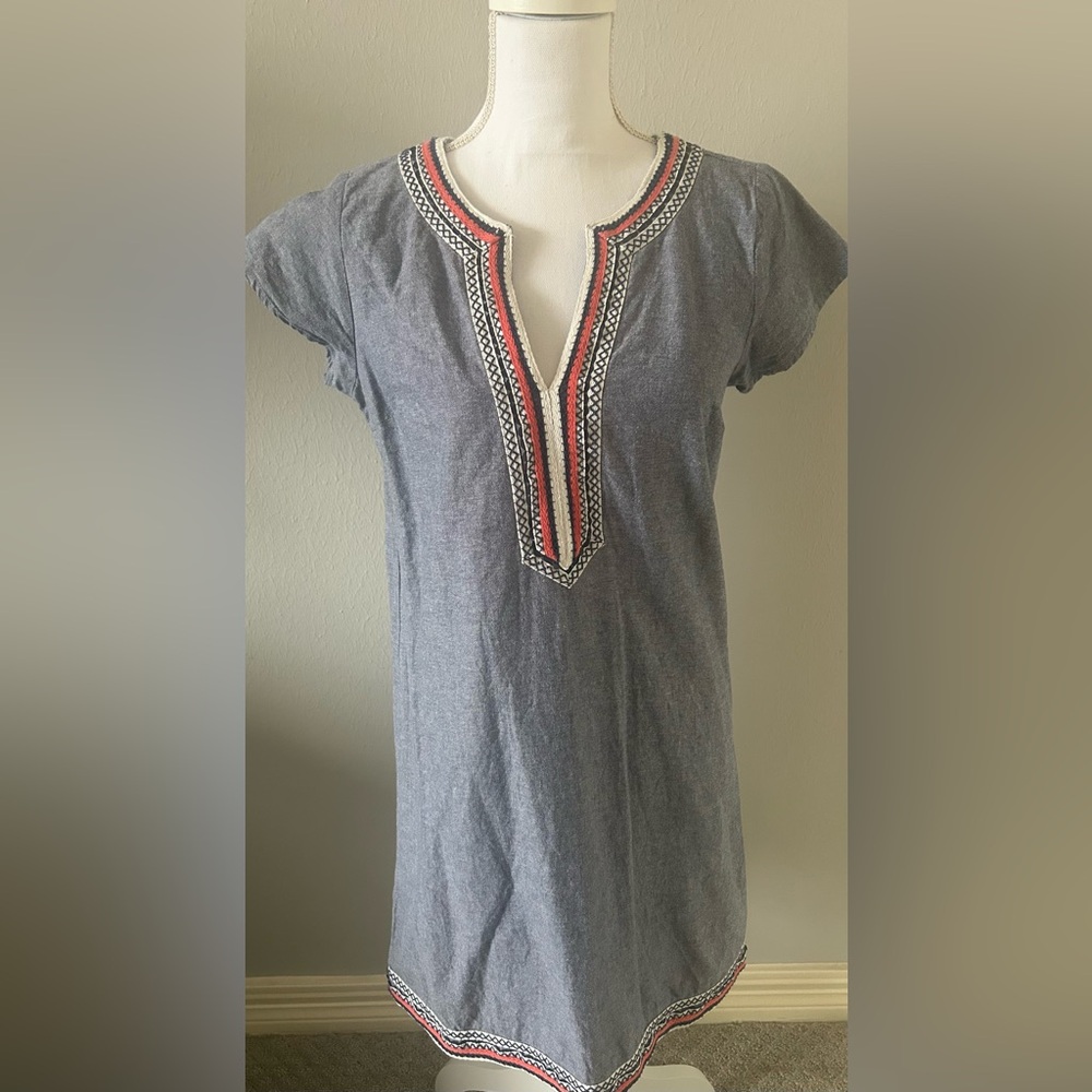 Mud Pie Blue and White Embellished Tunic Dress